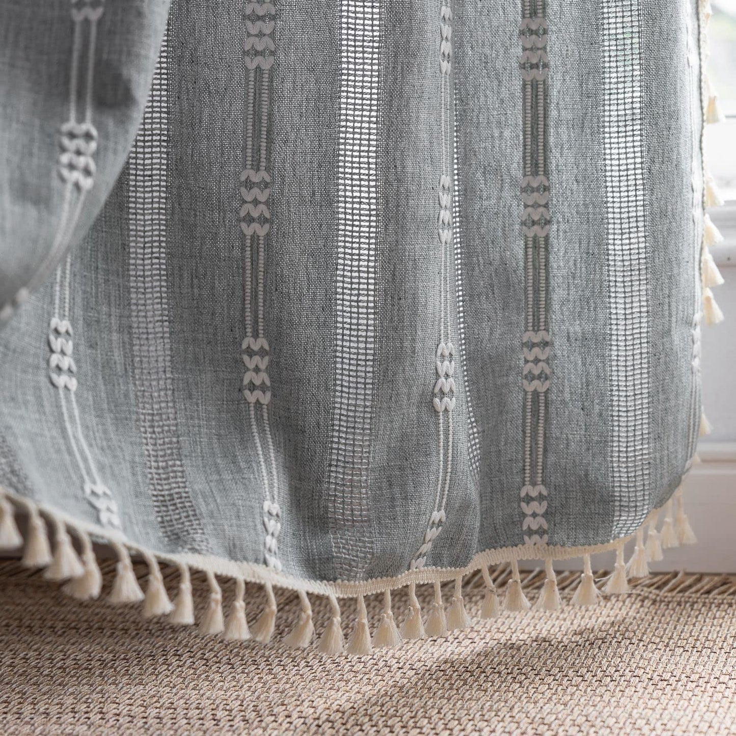 Boho Curtains for Bedroom Gray Vintage Curtains Living Room 52" W X 84" L