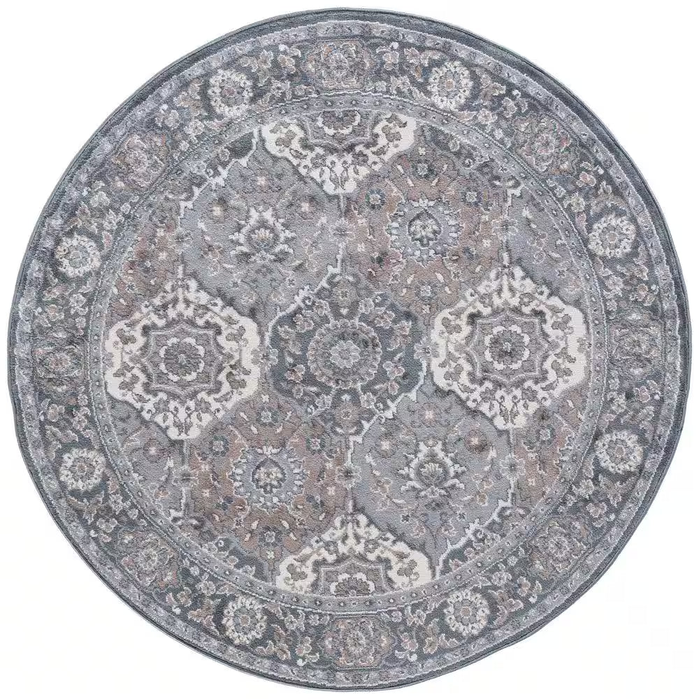 Madison Oriental Gray 8 Ft. round Indoor Area Rug