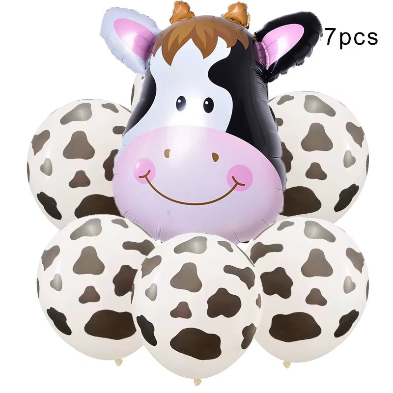 Farm Cow Theme Birthday Party Animal Party Cow Decoration Disposable Cup Plate Tablecloth Baby Shower Balloon Decoration