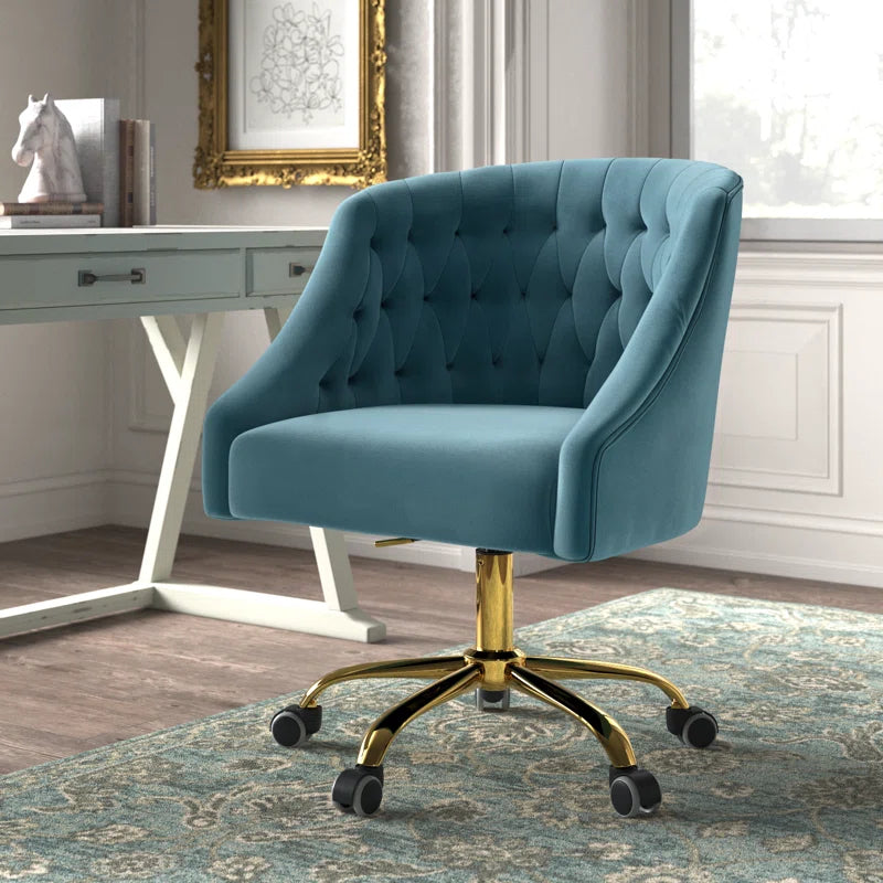 Louise 35.5'' H Velvet Hand-Curated Task Chair with Button Tufted