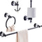 Crystal Bathroom Hardware, Matte Black Bathroom Accessories Set Towel Bar Toilet Paper Holder Towel Ring Coat Hooks 4 Pieces