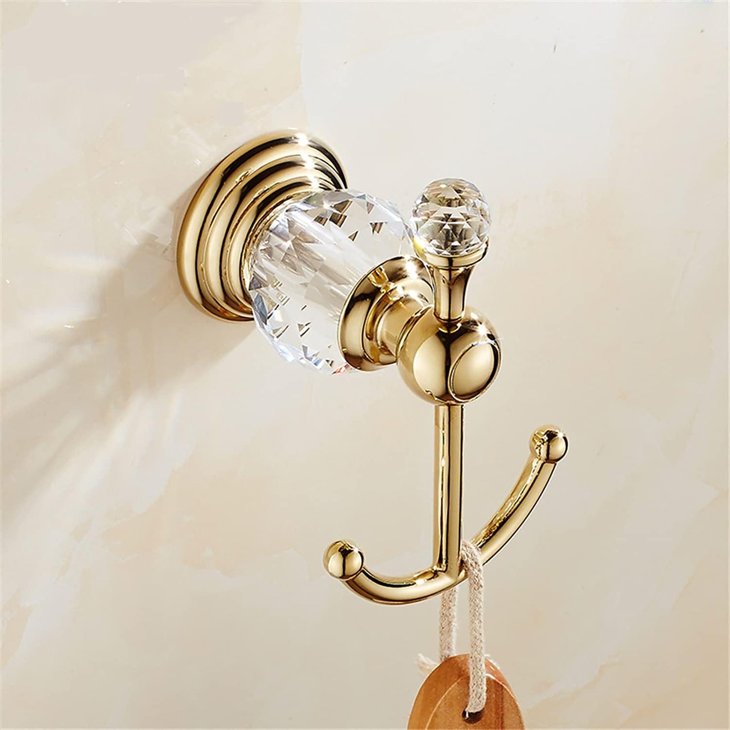 Crystal Bathroom Accessories, Gold Towel Bar Set Toilet Paper Holder Towel Ring Coat Hooks Shinny Bathroom Hardware Wall Mounted 4 Pieces with Crystal Ball Base
