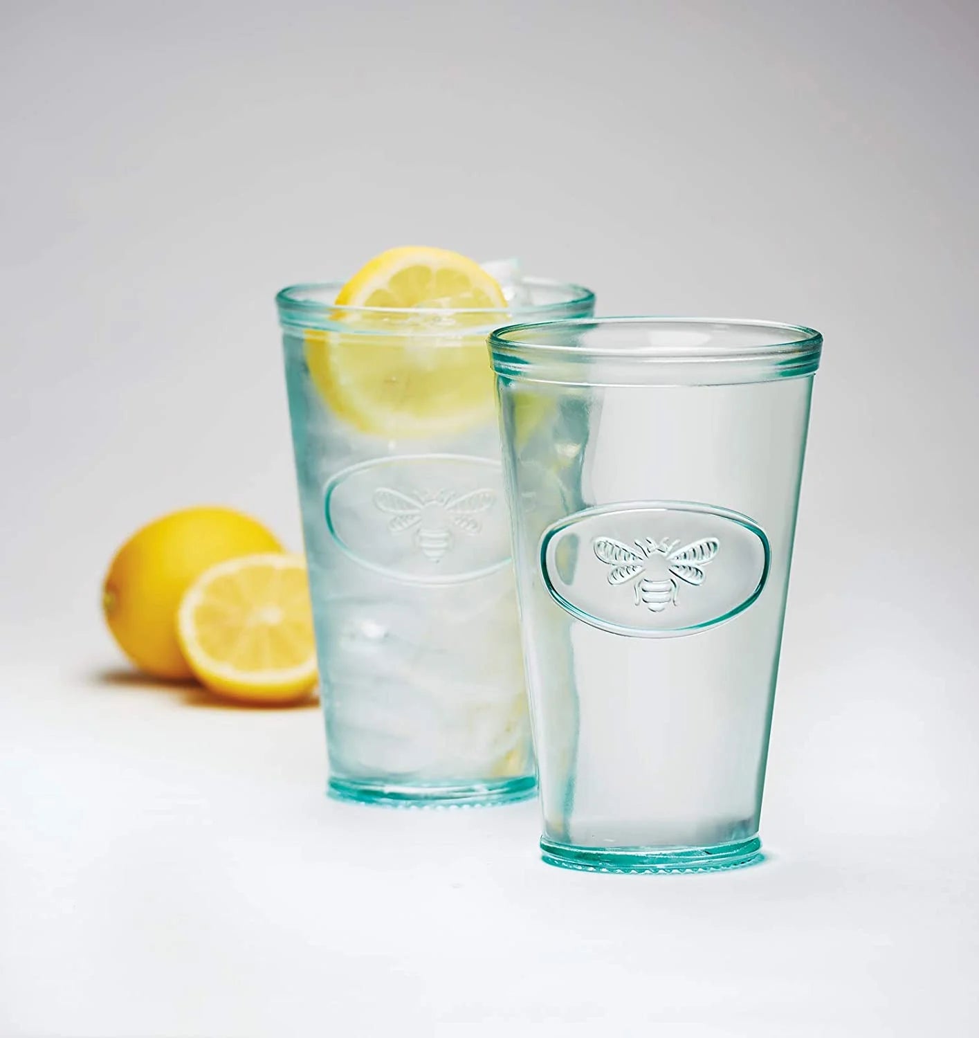 Bee Relief Recycled 16 Oz Italian Hiball Drinking Glass - Clear Green