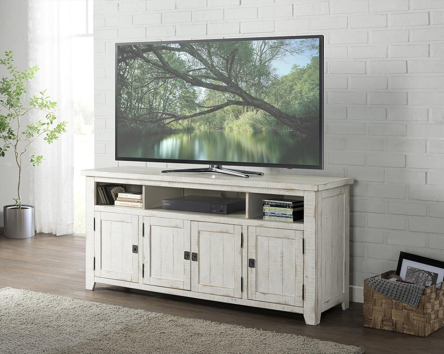 Nantucket 65" TV Stand, Antique White