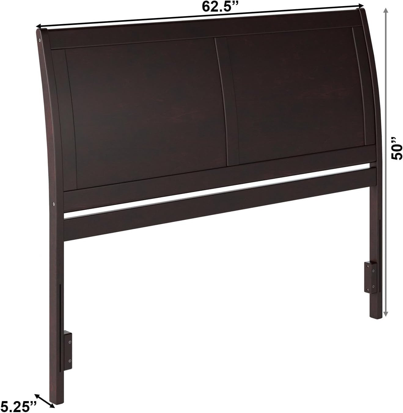 AFI Portland Queen Wood Sleigh Headboard with USB Charging Station in Espresso