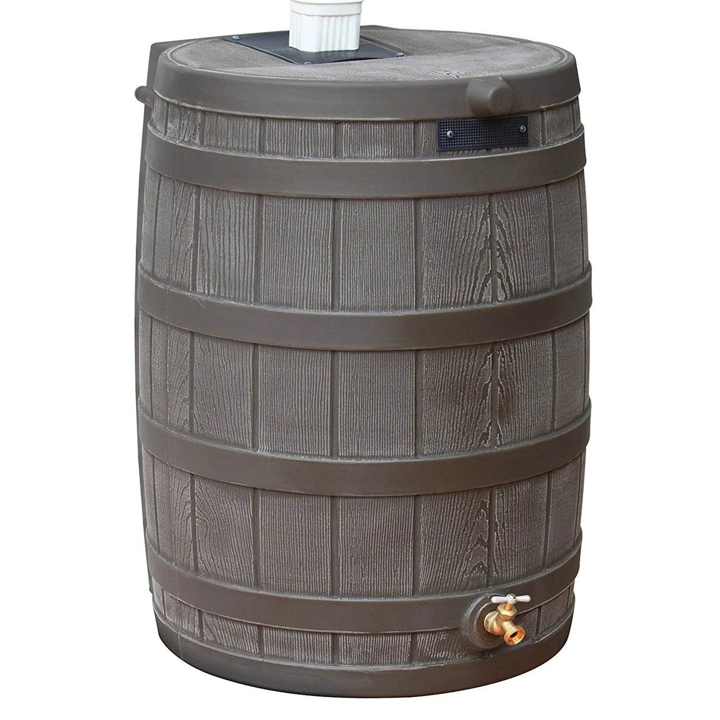 RW50 Rain Wizard 50Gal Plastic Rain Barrel Water Collector, Oak