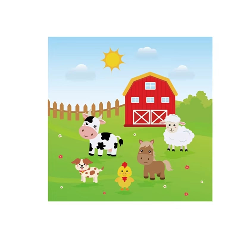 Baby Shower Farm Animals Theme Party Favors Decorations with Balloon Cartoon Disposable Tableware Sets Birthday Party Supplies