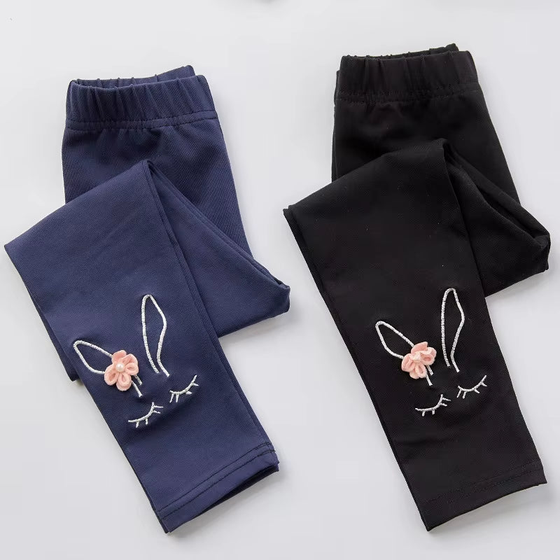 The New Spring Children Leggings Cartoon Cute Girls Long Thin Pants Cotton Baby Pants