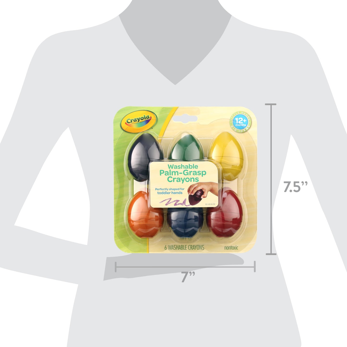 My First Washable Palm Grasp Crayons, 6 Count