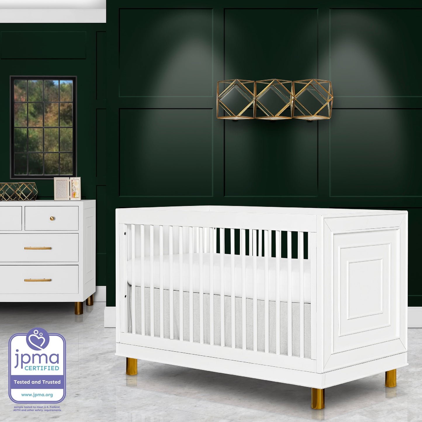 Art Deco Crib in White/Gold