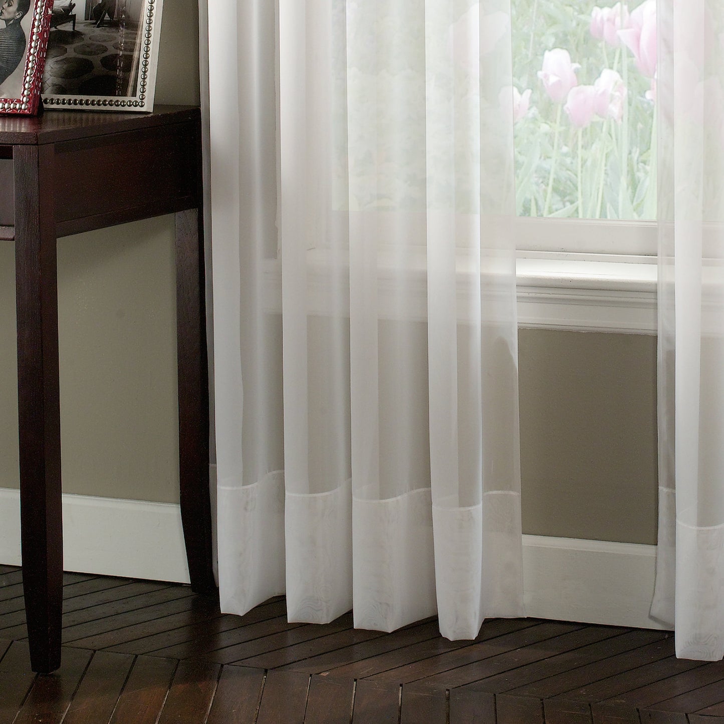 Soho Voile Indoor Curtain, Polyester Sheer Poletop Single Panel, Winter White, 59" X 120"