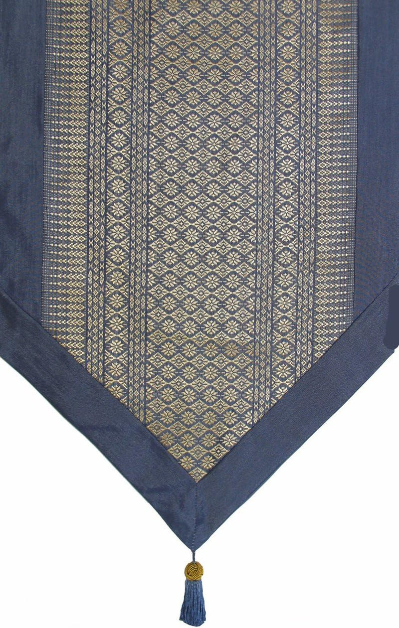 Table Runners Wall Hangings Japanese Silk, Brocade, Global Weave Fabrics (Bluegray)