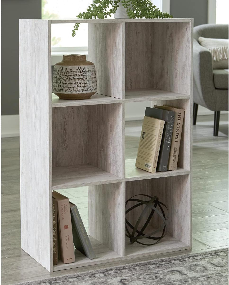 Paxberry Coastal 6 Cube Storage Organizer or Bookcase, Whitewash