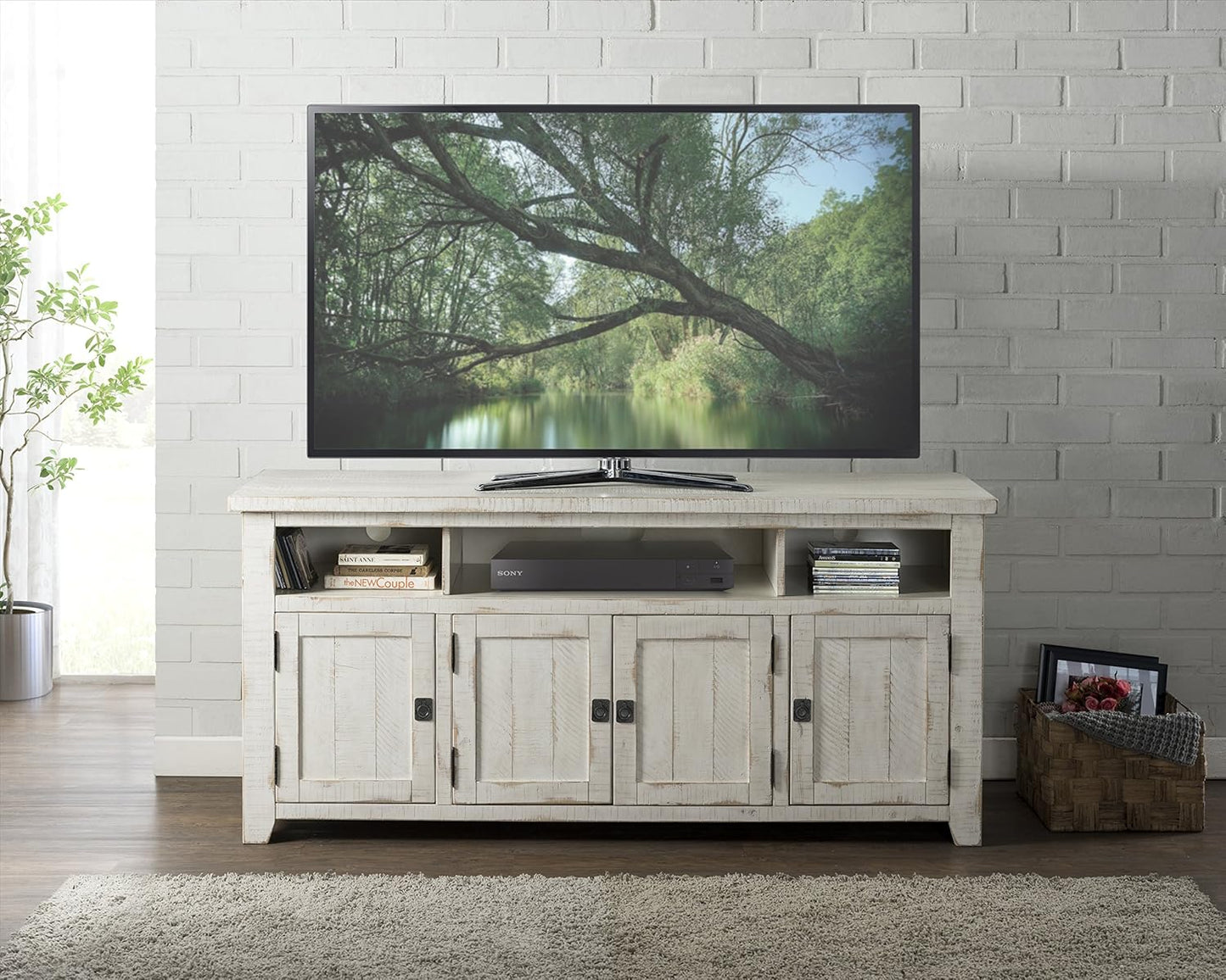 Nantucket 65" TV Stand, Antique White