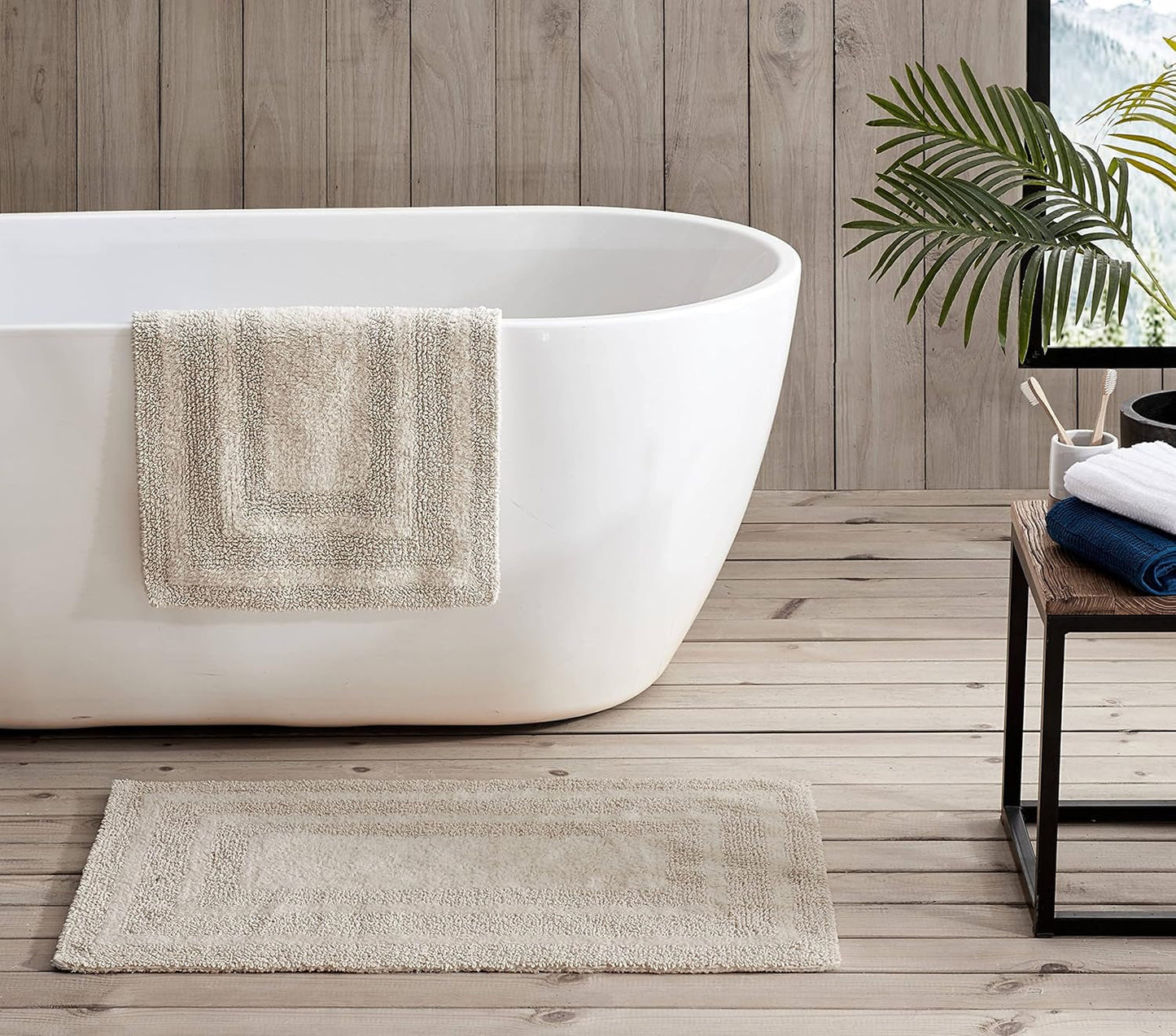 - Bathroom Rugs Set, Soft Tufted Cotton Bathroom Decor, Super Absorbent & Quick Dry (Logan Light Grey, 2 Piece)