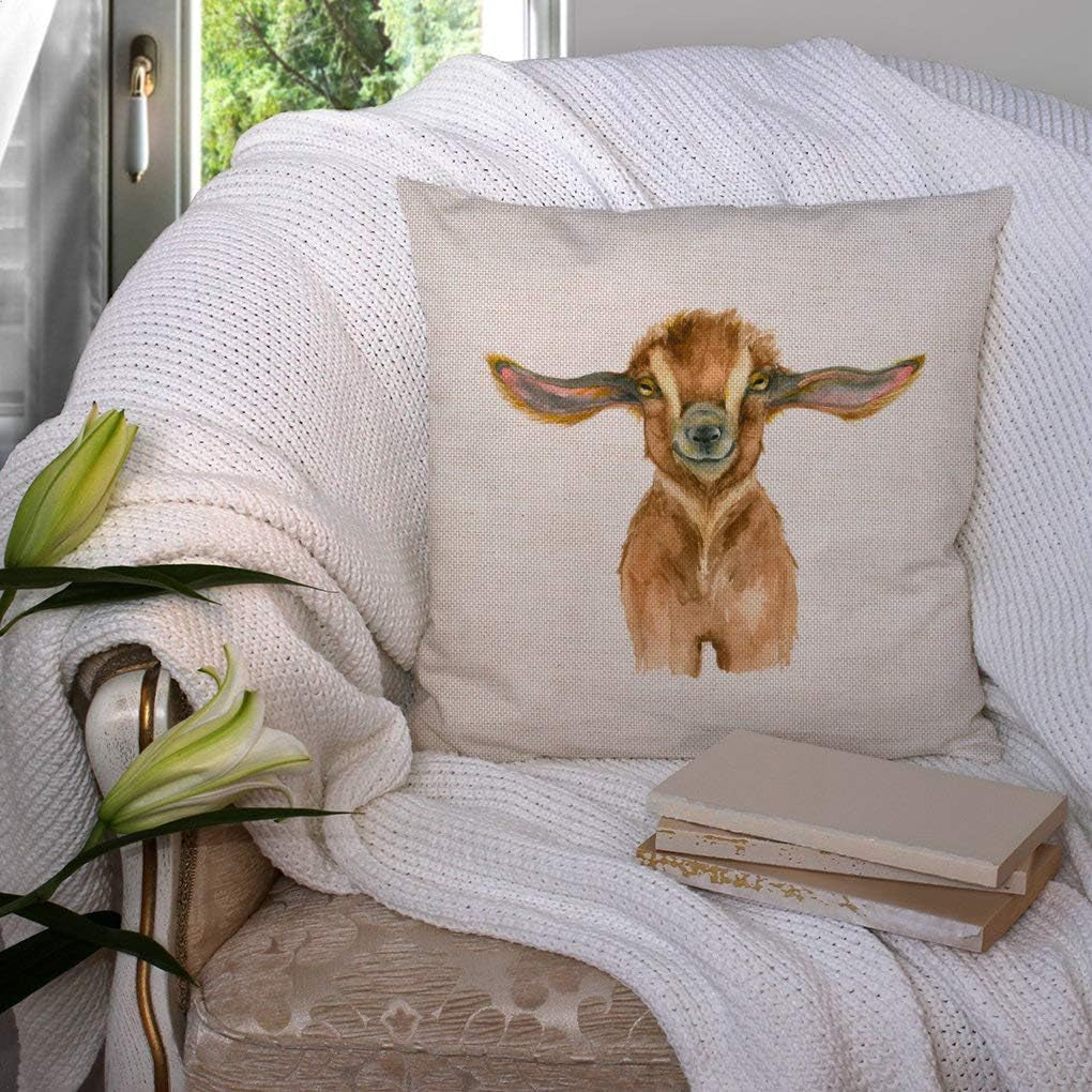Happy Goat Farmhouse Pillows - Farmhouse Pillow Cover - Farm Animal Linen Pillow Cover - Farmhouse Pillow Covers - Rustic Decor Pillow