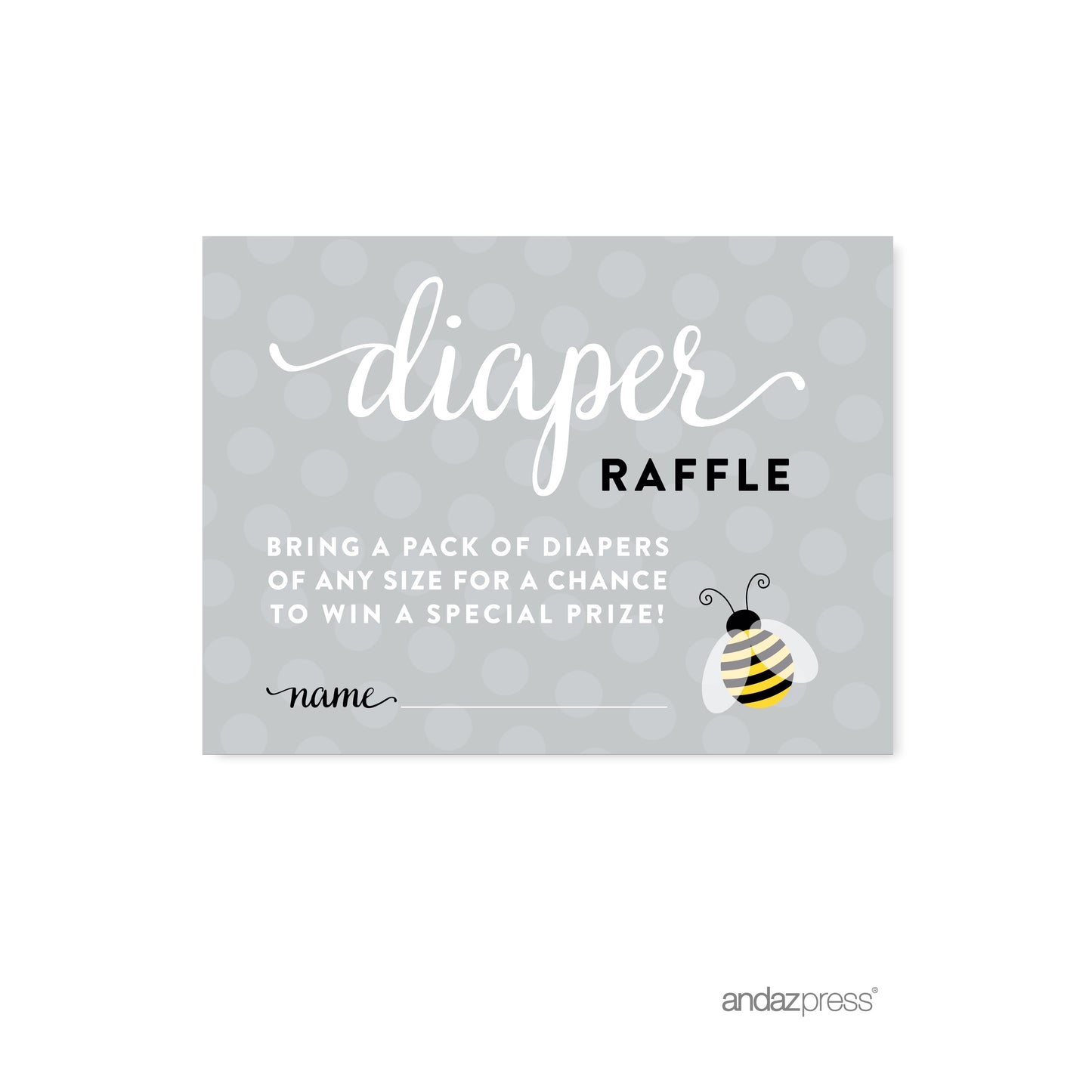 Diaper Raffle Mama to Bee Bumblebee Gender Neutral Baby Shower Games , 30-Pack