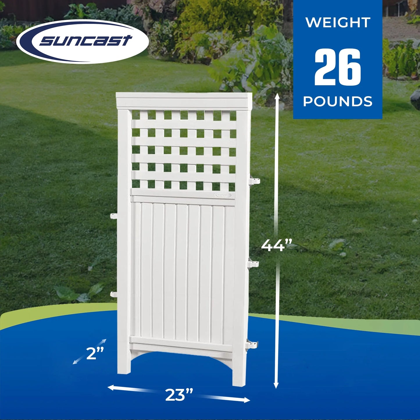 FS4423D Outdoor Patio 4 Panel Screen Enclosure Gated Fence, Plastic, White, 44 in H X 24 in D