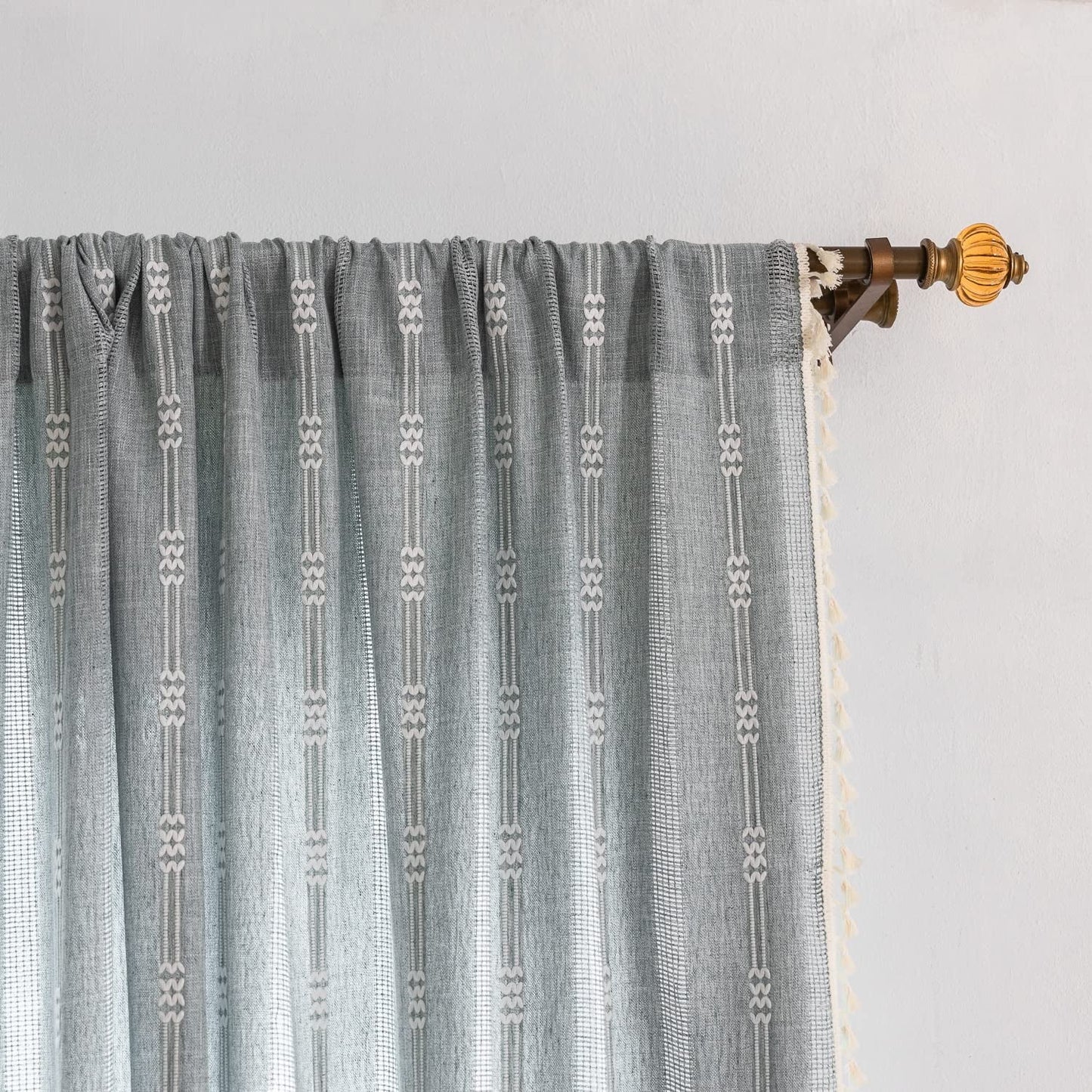 Boho Curtains for Bedroom Gray Vintage Curtains Living Room 52" W X 84" L