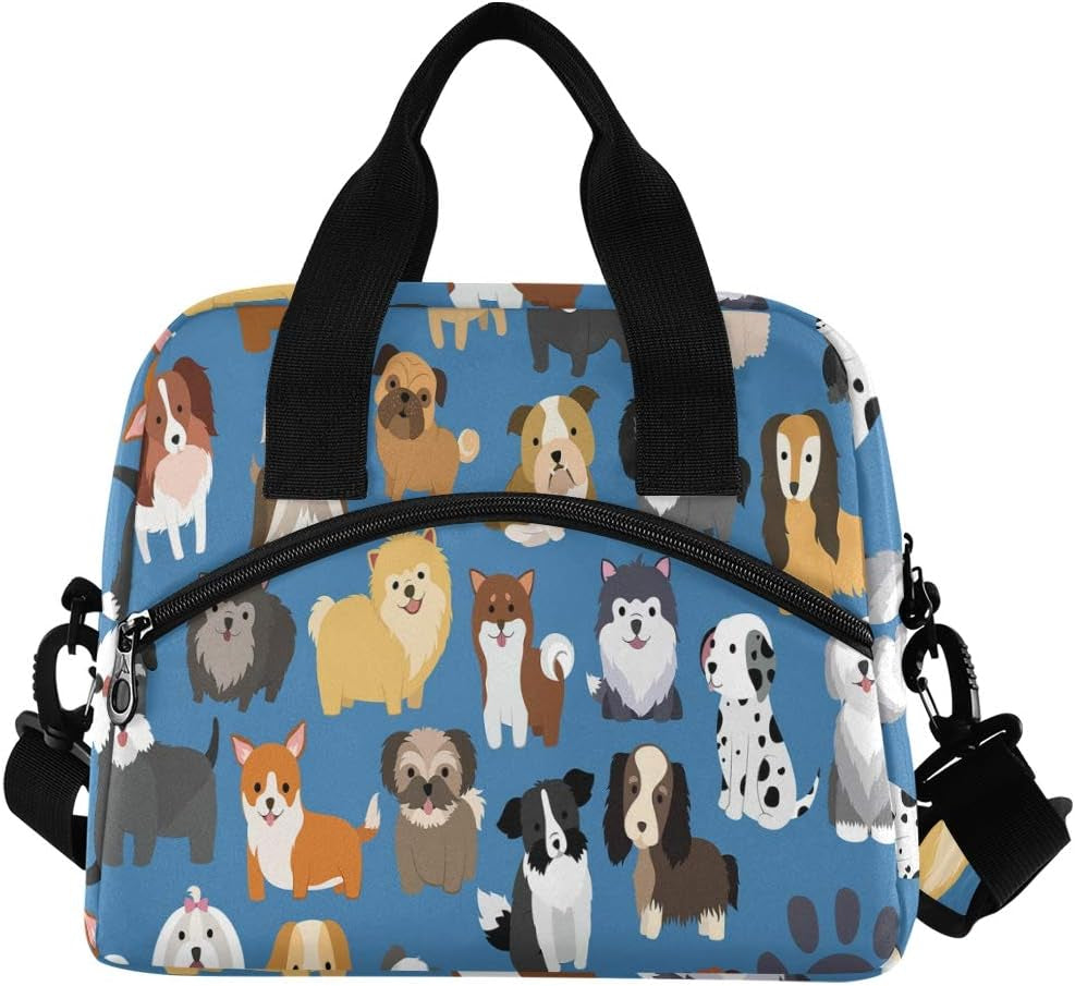 Dog and Puppy Set Lunch Bags for Women Cartoon Animal Lunch Tote Bag Lunch Box Water-Resistant Thermal Cooler Bag Lunch Organizer for Working Picnic Beach Sporting