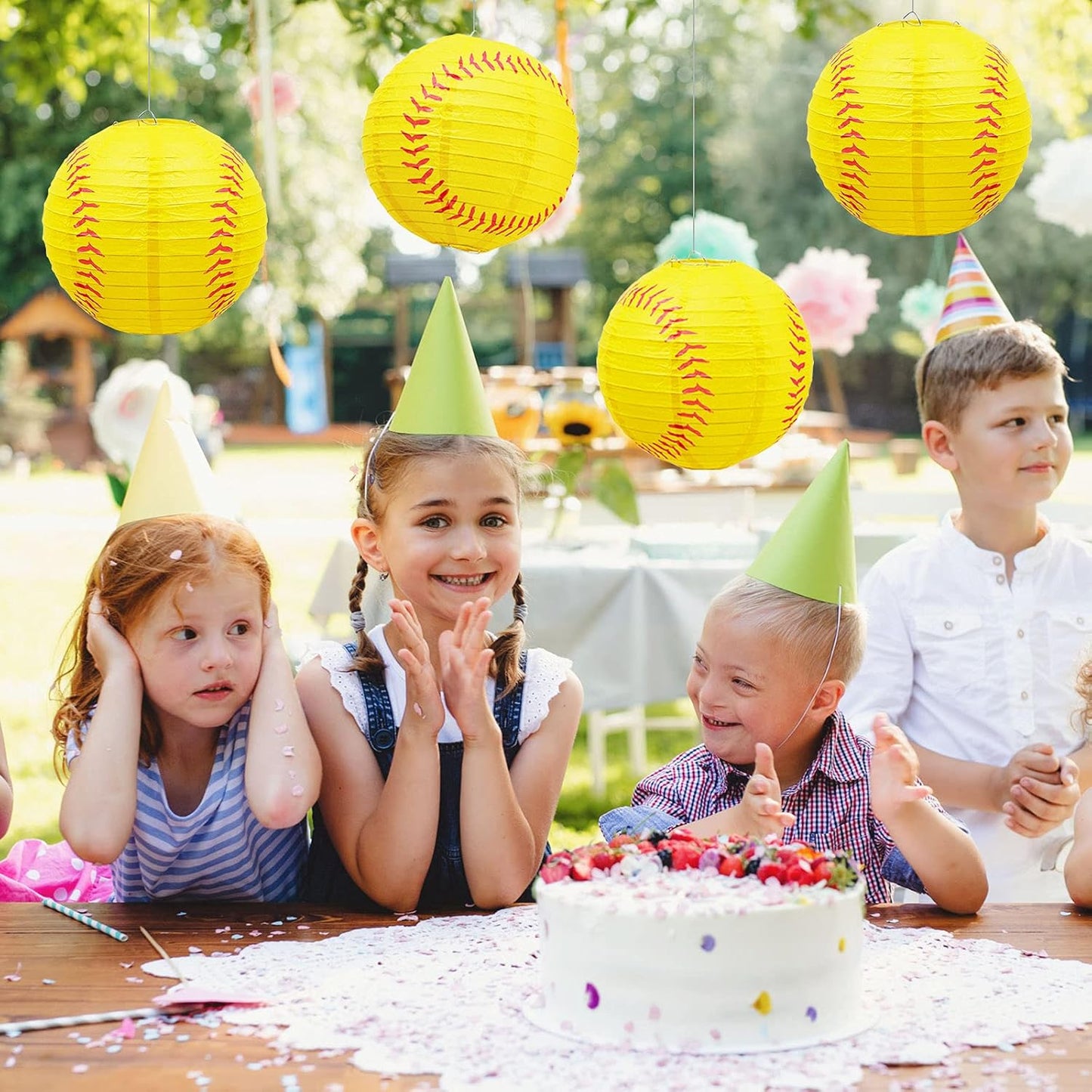 Softball Paper Lantern 8 Inches Softball Hanging Lantern Decoration for Sports Themed Party Festival Celebration(6 Pieces)