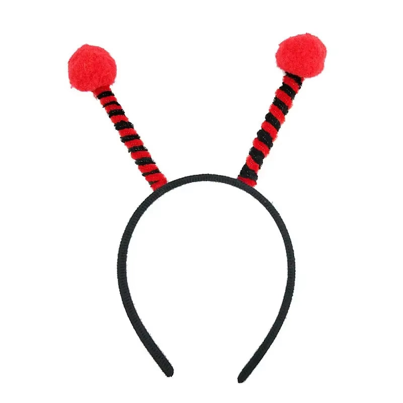 Adults Kids Plush Cartoon Bee Antennas Headband Fluffy Pompom Ball Birthday Party Cosplay Costume Christmas Halloween
