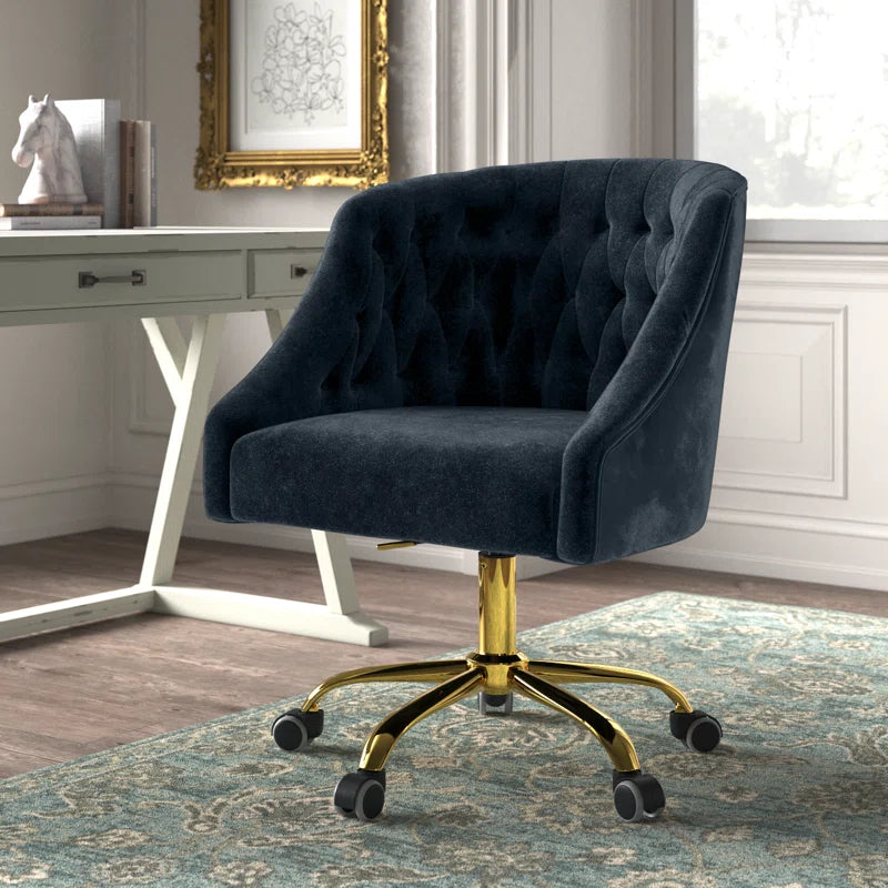 Louise 35.5'' H Velvet Hand-Curated Task Chair with Button Tufted