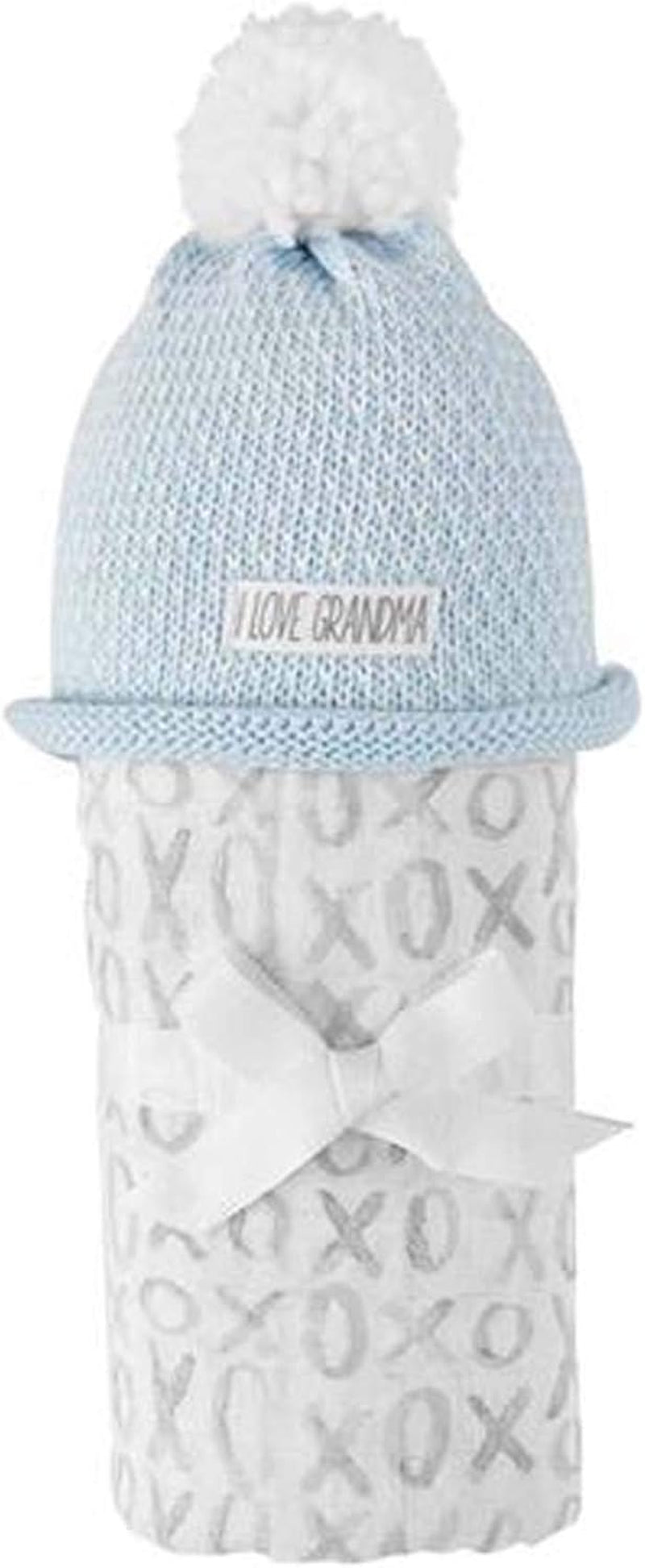 Grandma Swaddle and Hat, 2 Piece Set (Blue)