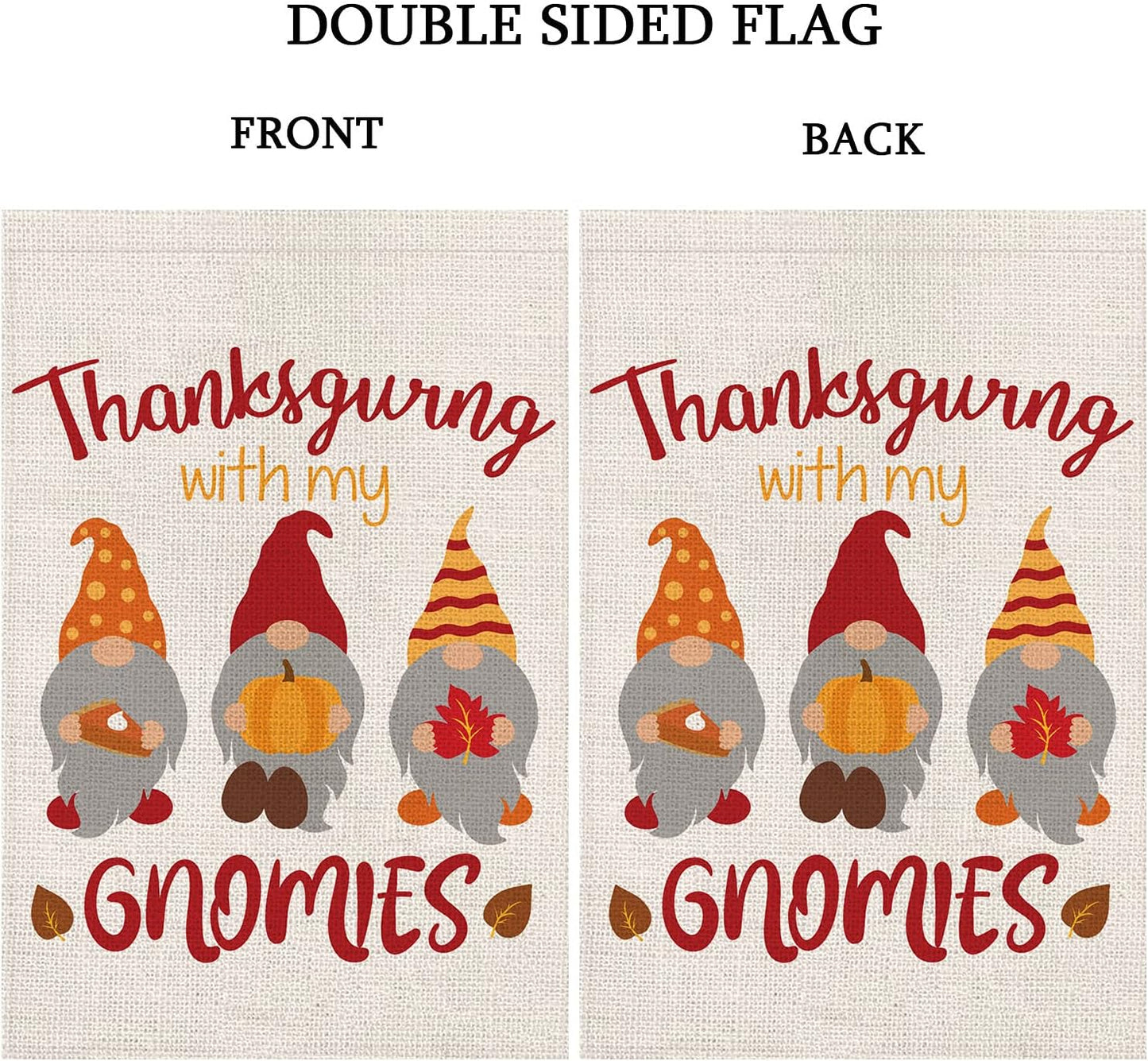 Thanksgiving Garden Flags for Outside,Fall Thankful Gnomes with Pumpkins Yard Flags,Small Seasonal Garden Decor for Rustic Farmhouse Lawn Outdoor Outside,12X18 Inch Double Sided