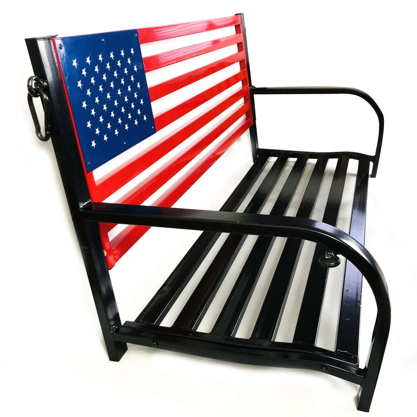 American Flag Outdoor Porch Swing W Hanging Chains - Red, White, Blue