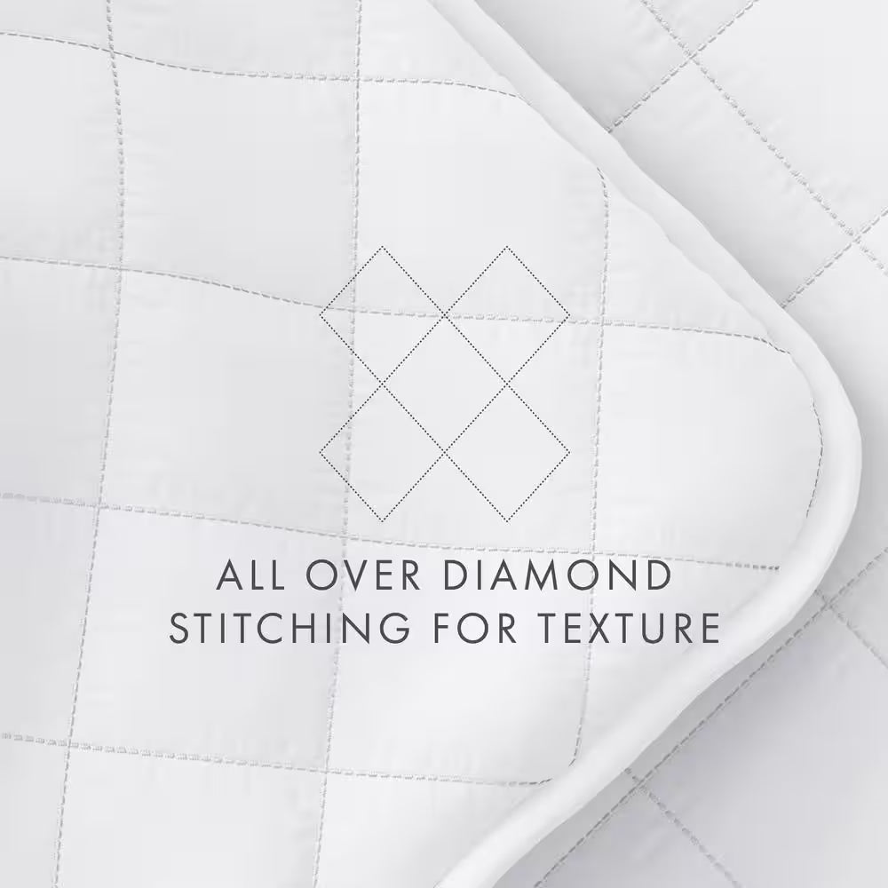 All Season 3-Piece White Diamond Stitch Microfiber Quilt Set, King/Calking