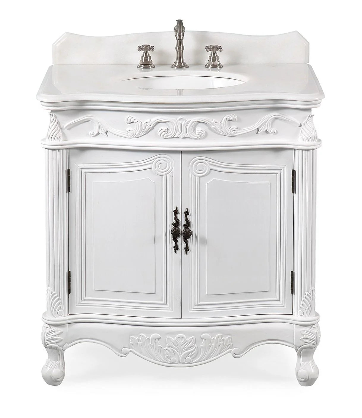 32" Fiesta Antique Victorian Classic Style White Bathroom Vanity CF-2873W-AW