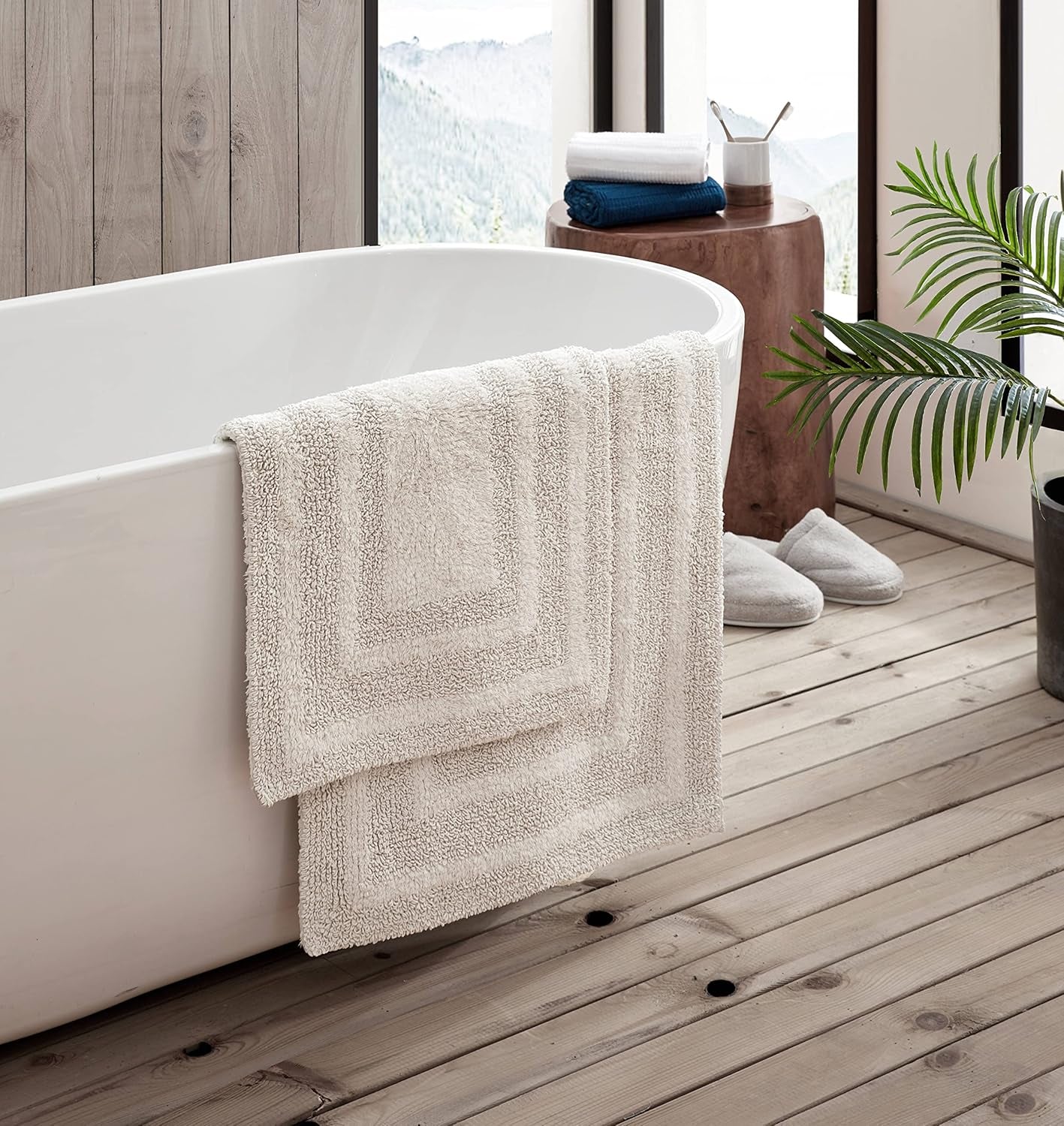 - Bathroom Rugs Set, Soft Tufted Cotton Bathroom Decor, Super Absorbent & Quick Dry (Logan Light Grey, 2 Piece)