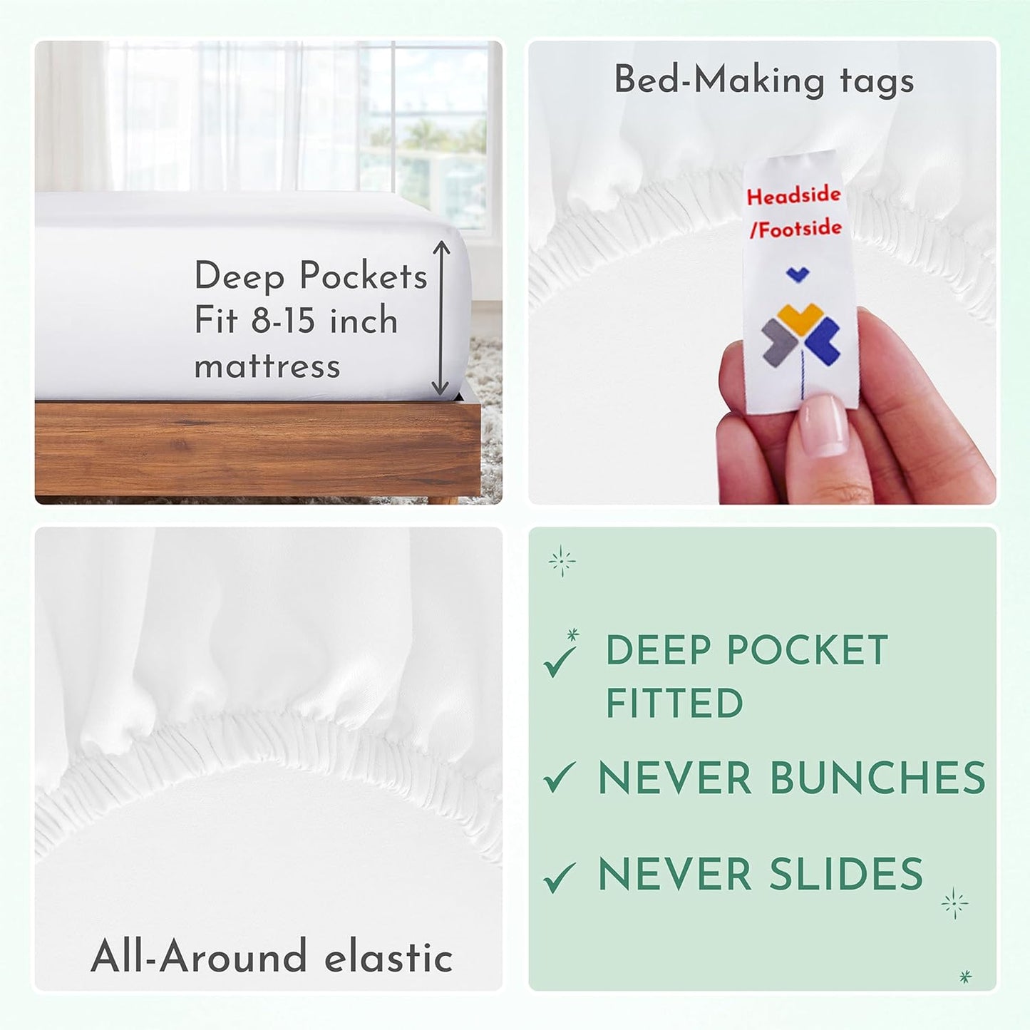 Luxury Twin XL Sheet Set - 100% Cotton, 600 Thread Count Deep Pocket XL Twin Sheets, Soft Hotel-Quality Bedding with Sateen Weave - Bright White