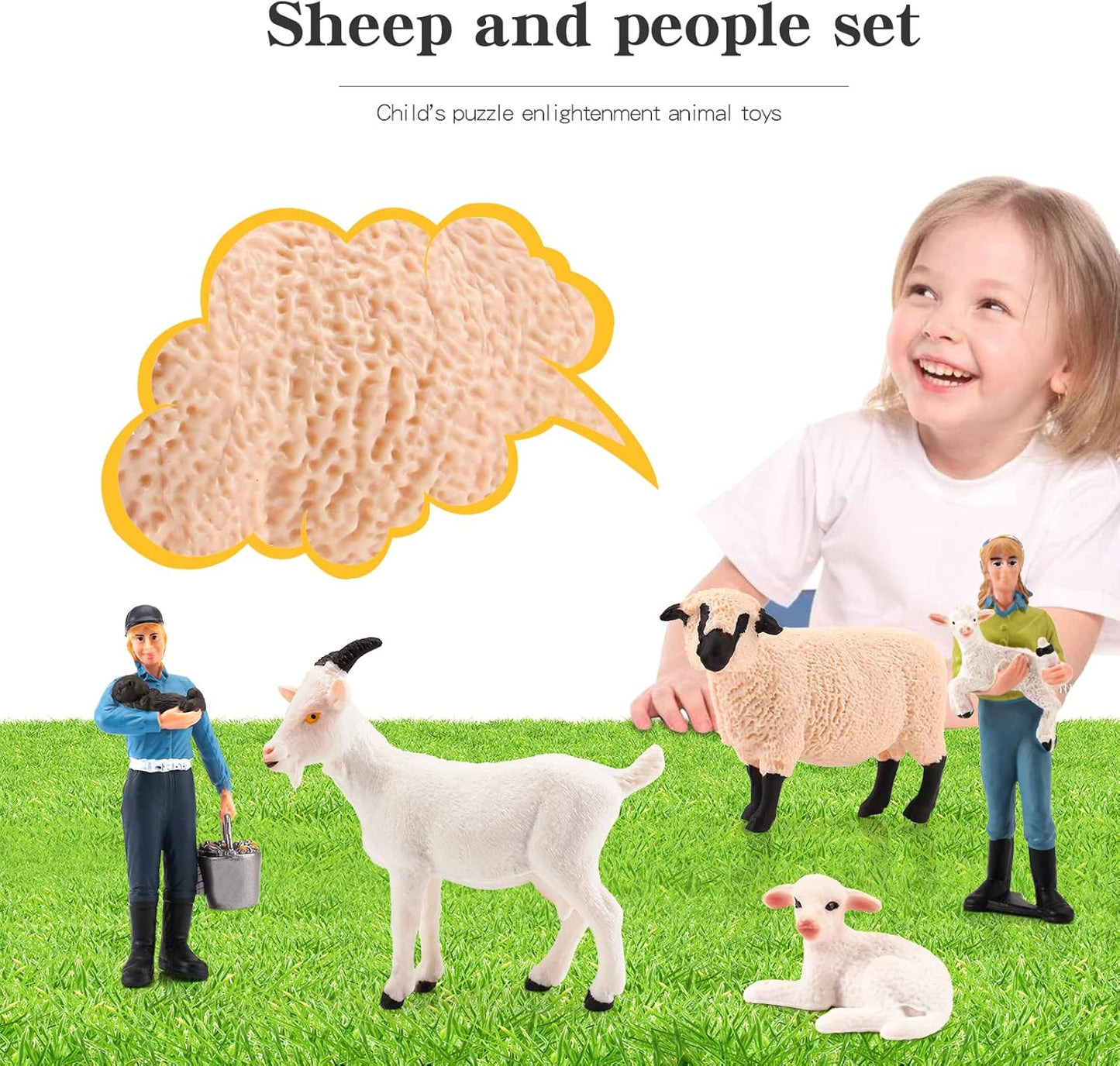 5 PCS Farm Animals Goats Figures Realistic Sheep Figurines Farm Animal Toys Farmer Lamb Model Set Farm Animals for Toddlers for Kid Boys Girls as Birthday Gifts