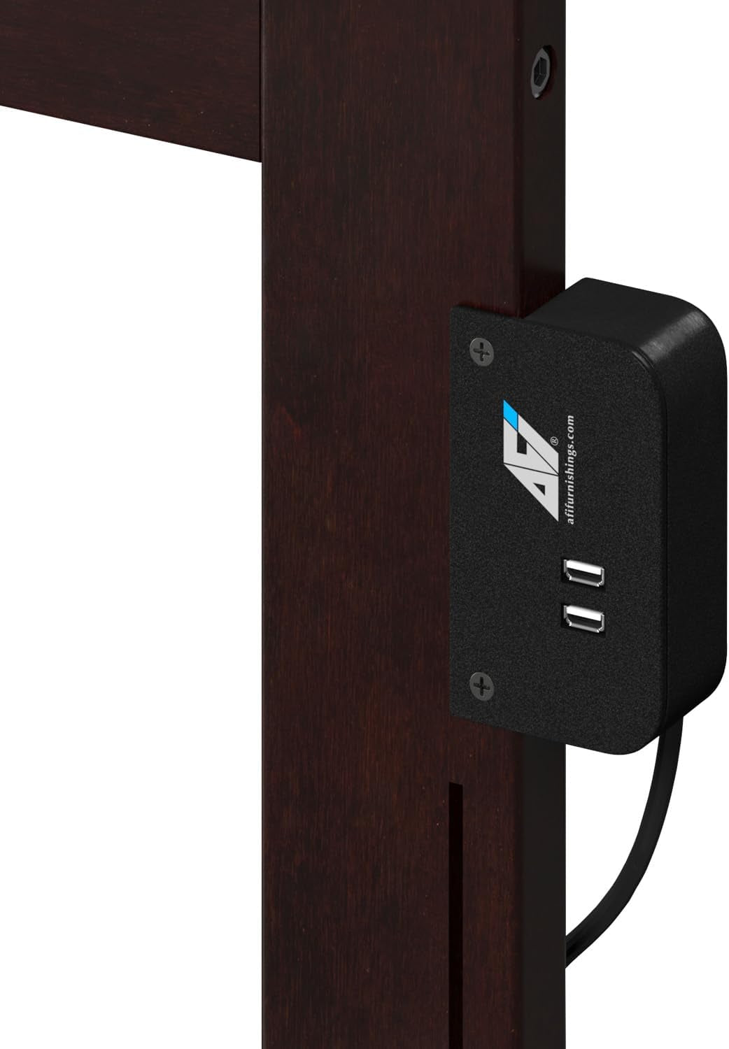 AFI Portland Queen Wood Sleigh Headboard with USB Charging Station in Espresso