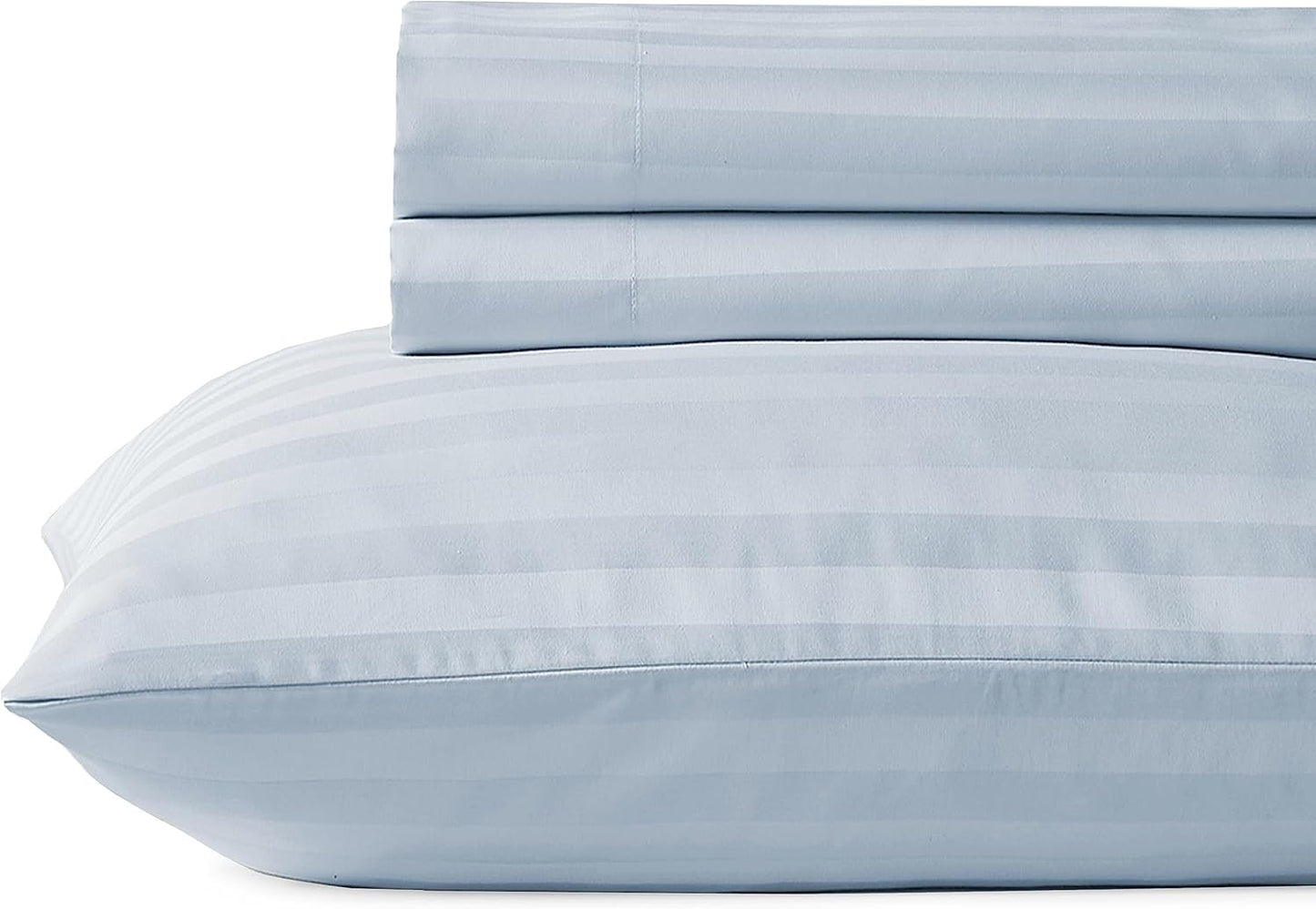 - Finest Luxe Bed Sheets Twin XL Soft 100% Cotton Cooling Sheets Deep Pockets Elastic,500 Thread Count,3-Pc Set, Best Damask Stripe Sheet Set Twin XL Sheets(Light Blue - Striped)