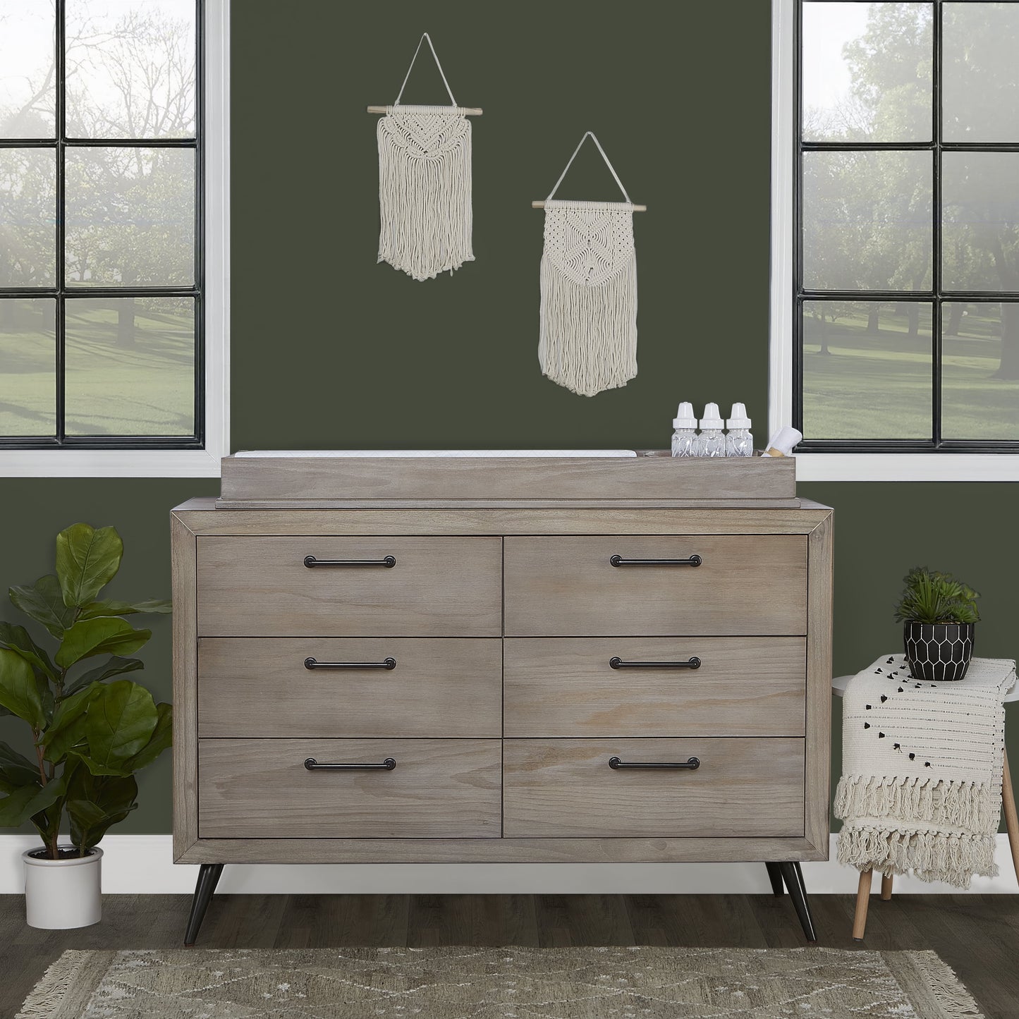 Evolur Mid Century Changing Tray, Windsor Oak Grey
