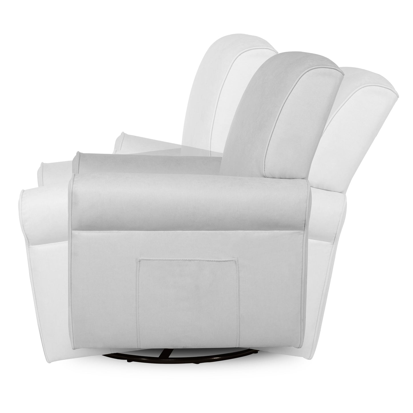 London Upholstered 360 Swivel L Glider I Rocker I Nursery Glider I Durable Soft Fabric in Gray Finish