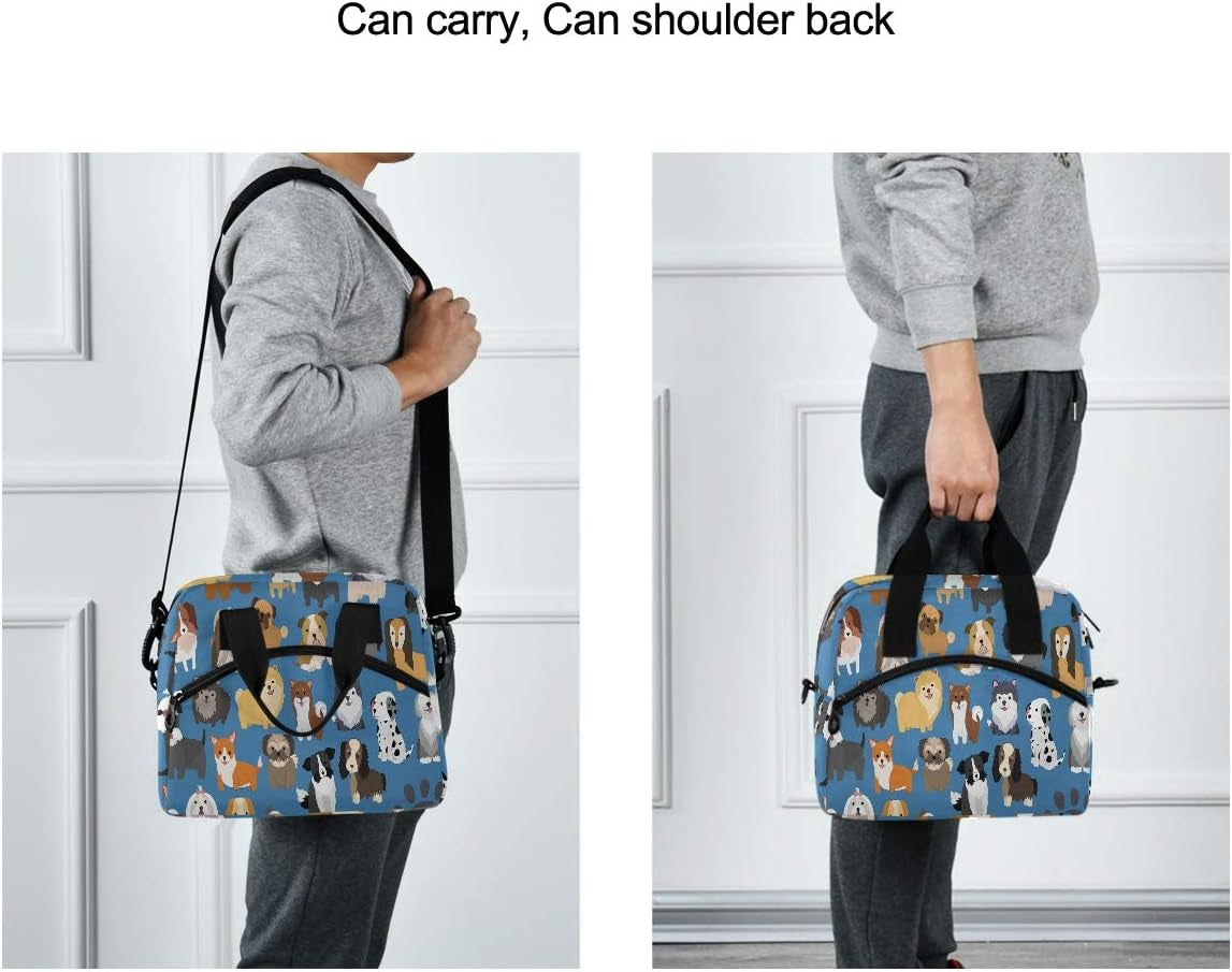 Dog and Puppy Set Lunch Bags for Women Cartoon Animal Lunch Tote Bag Lunch Box Water-Resistant Thermal Cooler Bag Lunch Organizer for Working Picnic Beach Sporting