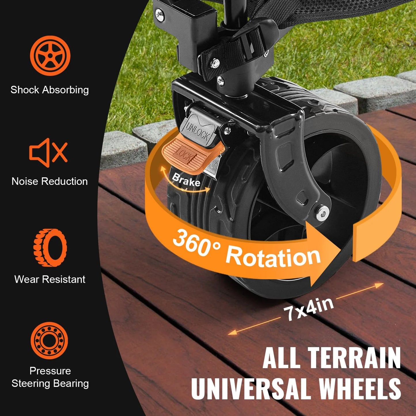 VEVOR Foldable Double Decker Wagon, 400L Collapsible Wagon Cart with All-Terrain Wheels, Heavy Duty Folding Wagon Cart 450 Lbs Weight Capacity for Camping, Shopping, Garden, 52 Extra Long Extender