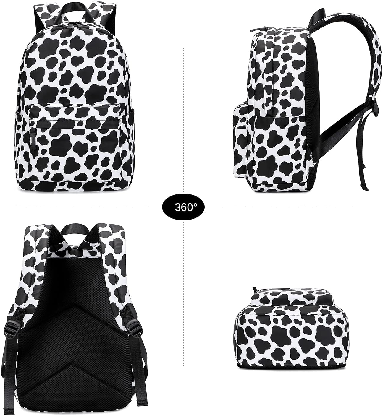 Cow Print Girls Backpack Set for Teens Backpacks School Bookbags with Lunch Bag (Cow Print)