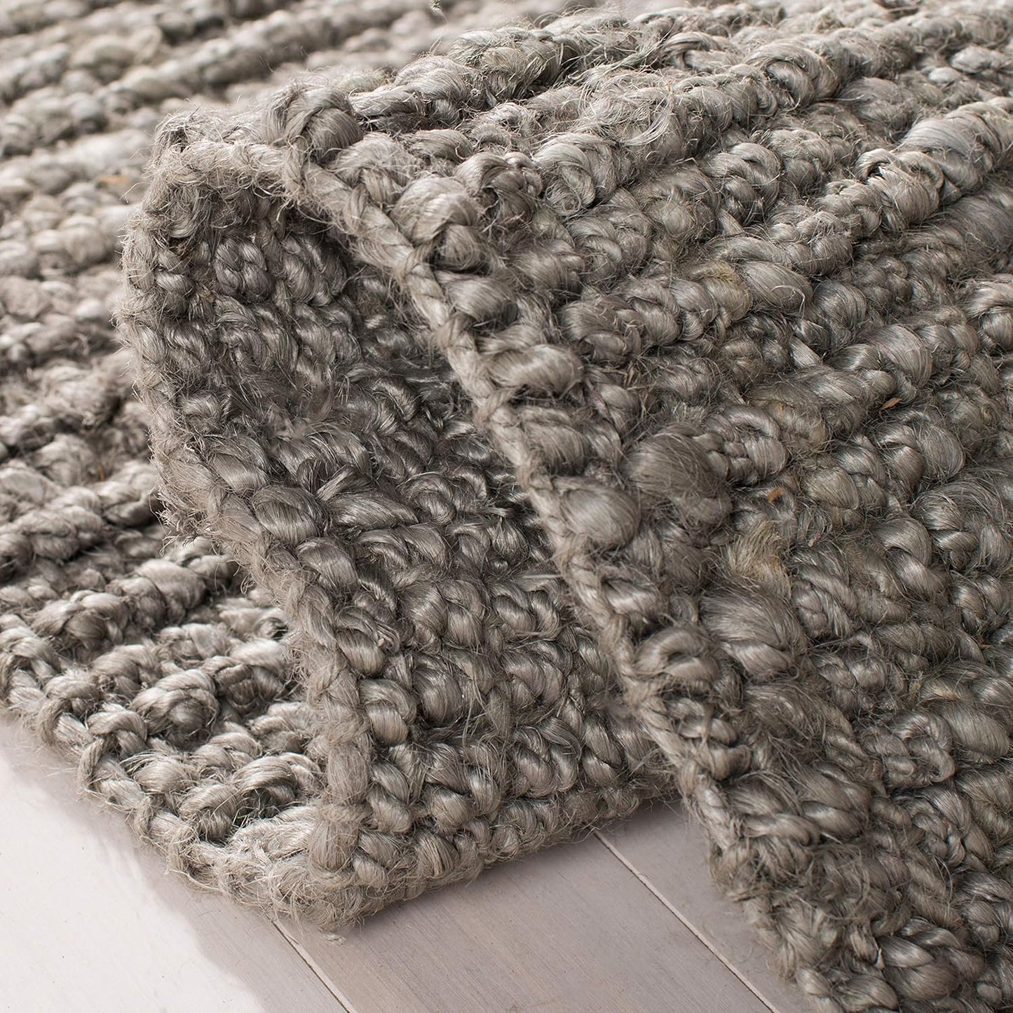 Natural Fiber Collection Runner Rug - 2'6" X 8', Light Grey, Handmade Chunky Textured Jute 0.75-Inch Thick, Ideal for High Traffic Areas in Living Room, Bedroom (NF447G)