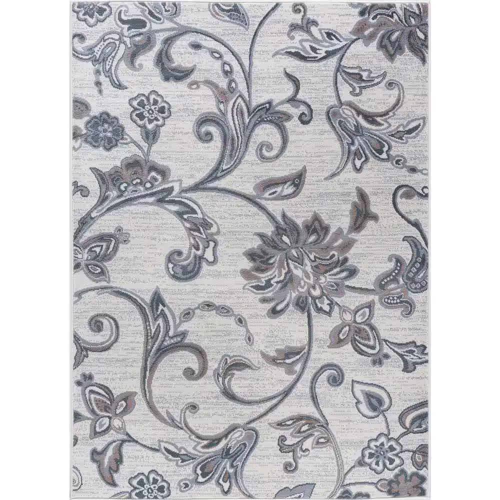 Madison Floral Gray 6 Ft. round Indoor Area Rug