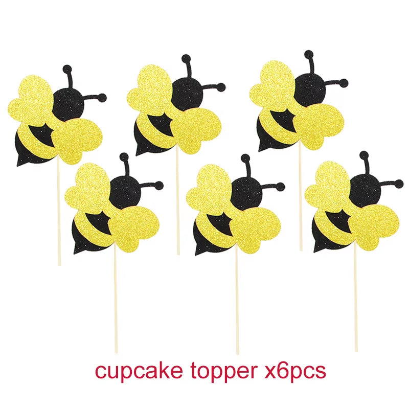 Bumble Bee Theme Party DIY Supplies Kids Birthday Party Decoration Latex Balloon Garland Disposable Tableware Set Baby Shower Su
