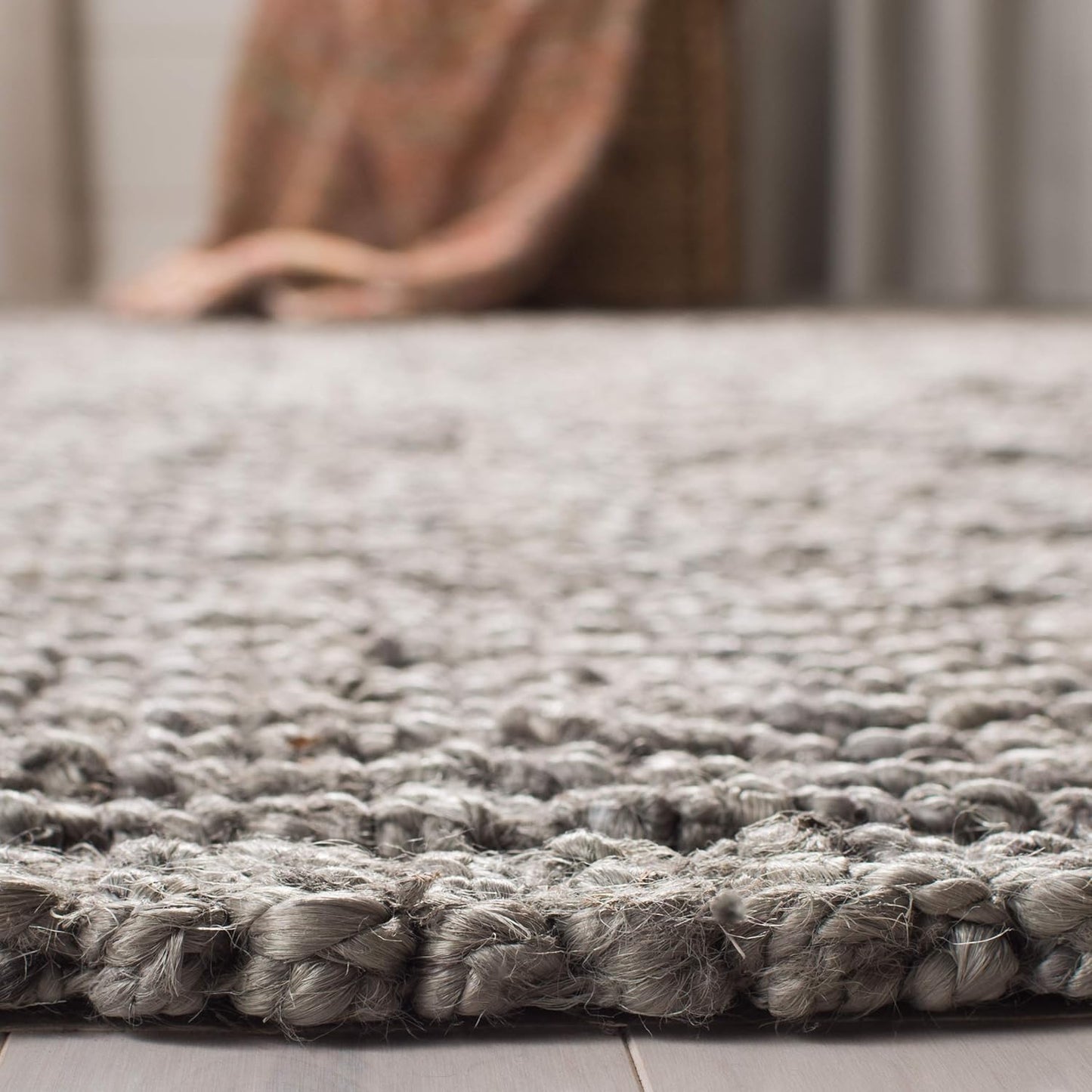 Natural Fiber Collection Runner Rug - 2'6" X 8', Light Grey, Handmade Chunky Textured Jute 0.75-Inch Thick, Ideal for High Traffic Areas in Living Room, Bedroom (NF447G)