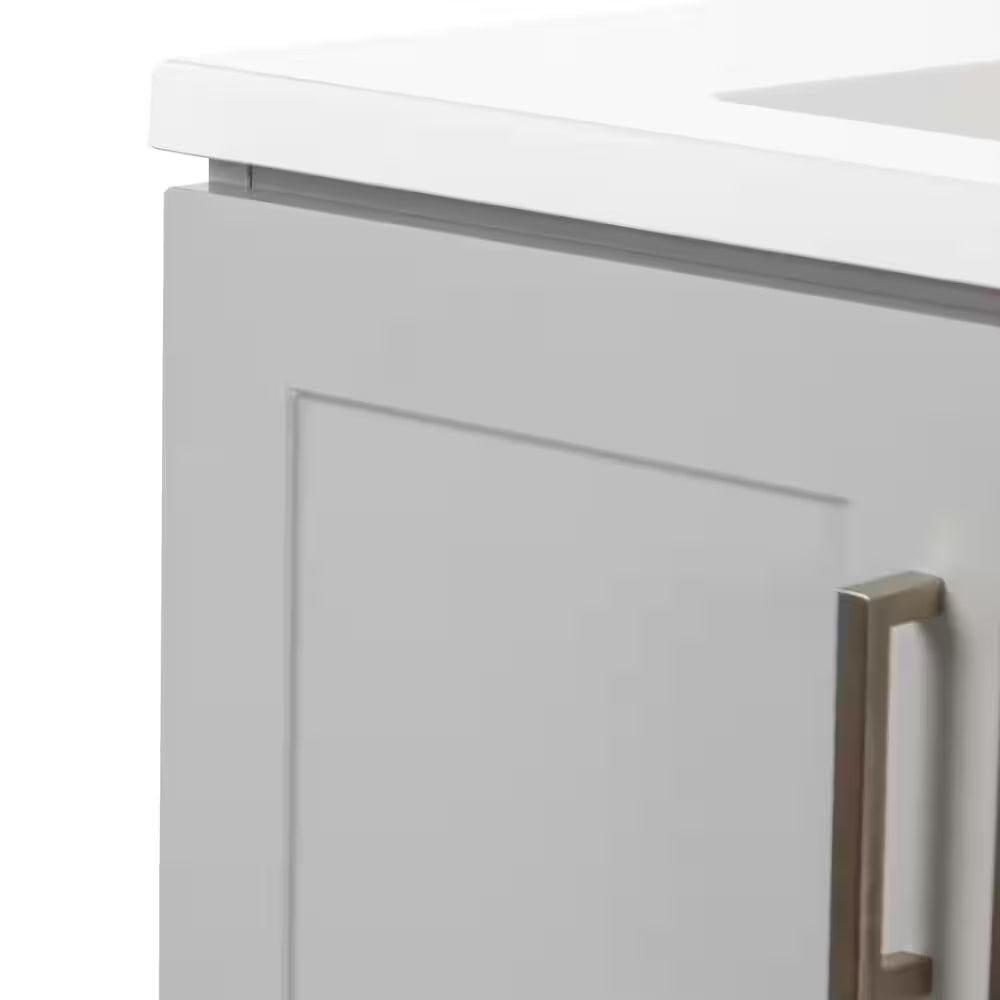 Maybell 61 In. Double Sink Pearl Gray Bath Vanity with White Cultured Marble Top (Assembled)