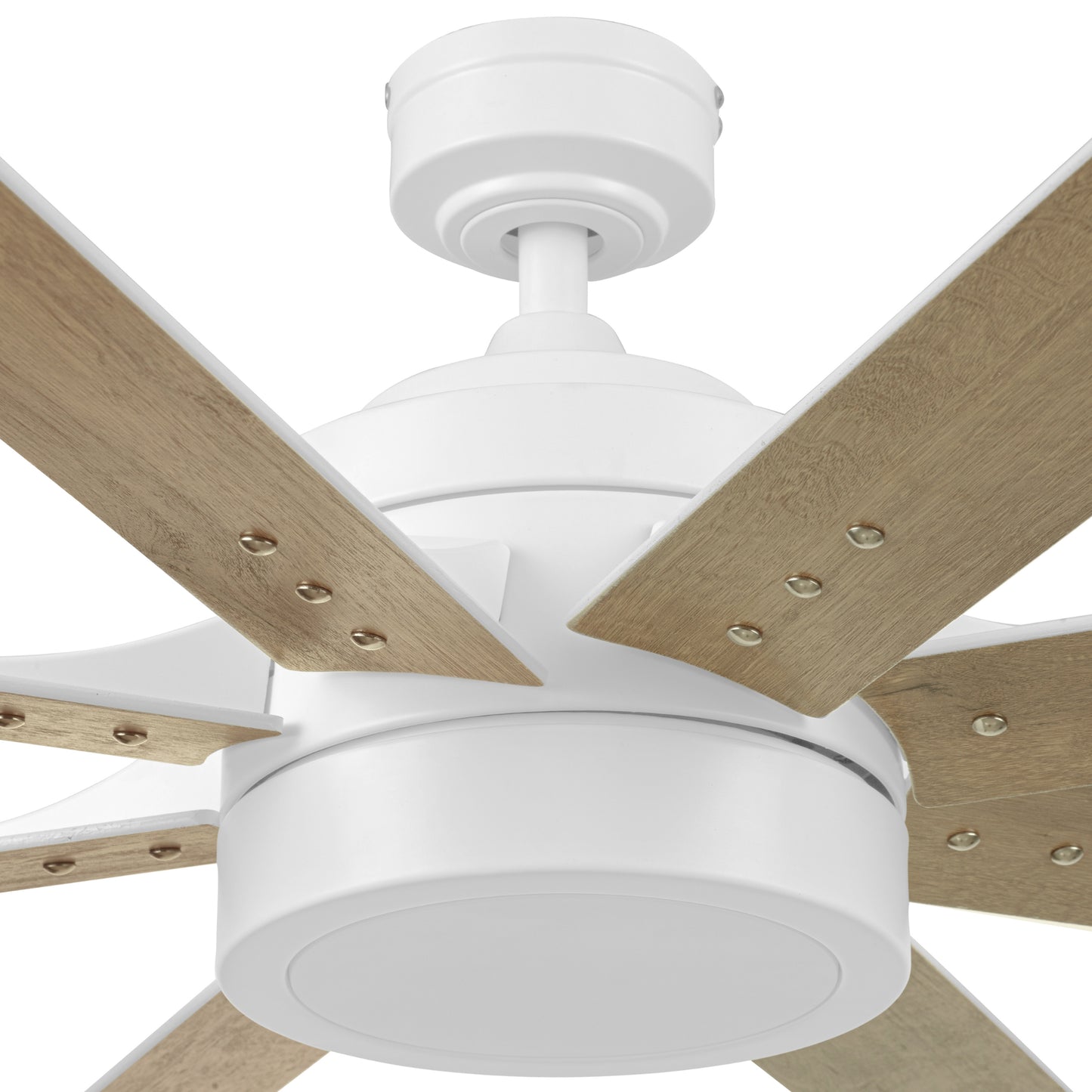 62" White Large Room Indoor Ceiling Fan with Light, 8 Blades, Remote & Reverse Airflow