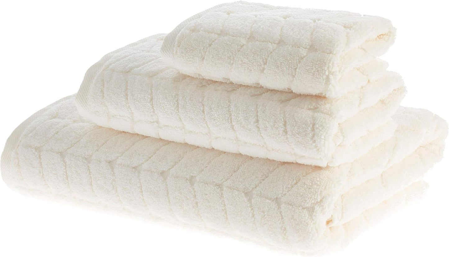100% Turkish Cotton Jacquard Luxury Towel Set – Quick Dry Non-Gmo Ultra-Soft, Plush and Absorbent Luxury Durable Turkish Towels Set (Cream, 3 Pcs Towel Set)