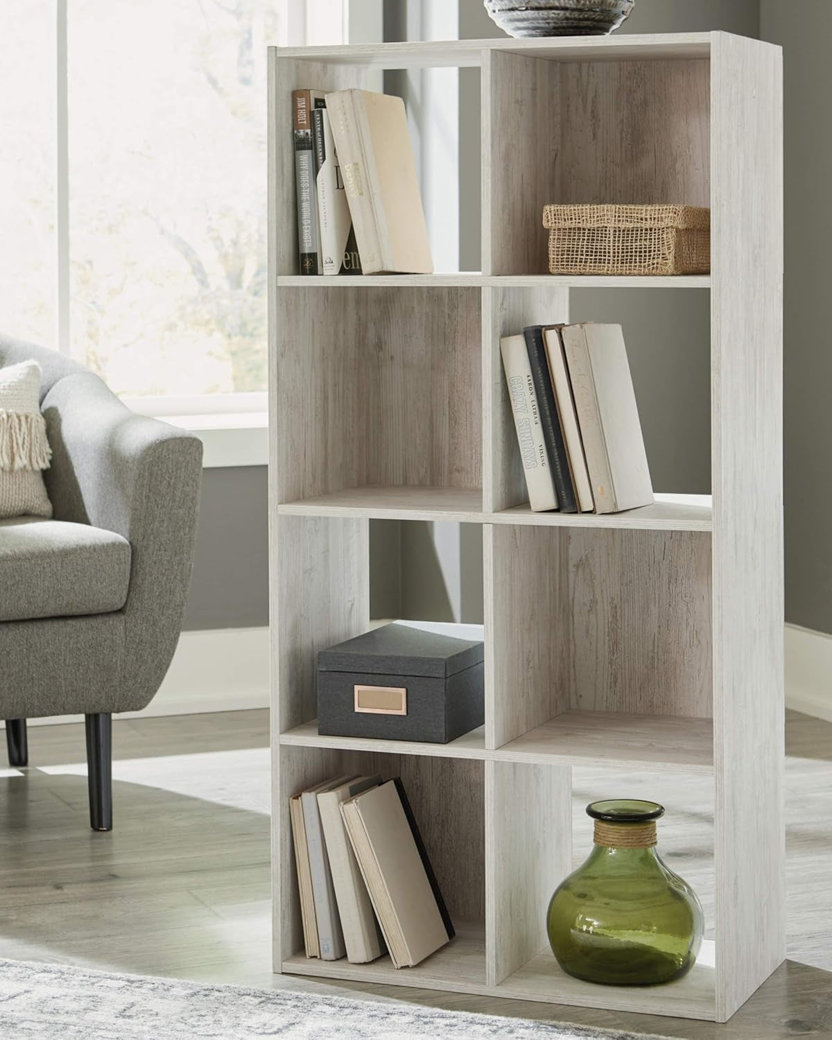 Paxberry Coastal 8 Cube Storage Organizer or Bookcase, Whitewash